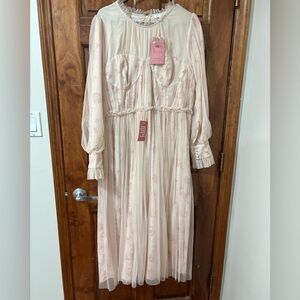 Hope & Ivy Sheer Long Sleeve Maxi Dress in Blush Floral